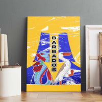 Barbados Coat of Arms Canvas Wall Art with Yellow Blue Pelican Dolphin Graphic - Wonder Print Shop