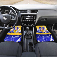 Barbados Coat of Arms Car Mats with Yellow Blue Pelican Dolphin Graphic - Wonder Print Shop