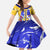 Barbados Coat of Arms Family Matching Off Shoulder Maxi Dress and Hawaiian Shirt with Yellow Blue Pelican Dolphin Graphic - Wonder Print Shop