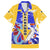 Barbados Coat of Arms Family Matching Off Shoulder Maxi Dress and Hawaiian Shirt with Yellow Blue Pelican Dolphin Graphic - Wonder Print Shop