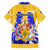 Barbados Coat of Arms Family Matching Off Shoulder Maxi Dress and Hawaiian Shirt with Yellow Blue Pelican Dolphin Graphic - Wonder Print Shop