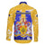Barbados Coat of Arms Family Matching Off Shoulder Maxi Dress and Hawaiian Shirt with Yellow Blue Pelican Dolphin Graphic - Wonder Print Shop