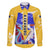 Barbados Coat of Arms Family Matching Off Shoulder Short Dress and Hawaiian Shirt with Yellow Blue Pelican Dolphin Graphic - Wonder Print Shop