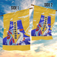 Barbados Coat of Arms Garden Flag with Yellow Blue Pelican Dolphin Graphic - Wonder Print Shop