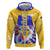 Barbados Coat of Arms Hoodie with Yellow Blue Pelican Dolphin Graphic - Wonder Print Shop