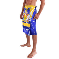 Barbados Coat of Arms Lavalava with Yellow Blue Pelican Dolphin Graphic - Wonder Print Shop