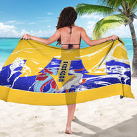 Barbados Coat of Arms Sarong with Yellow Blue Pelican Dolphin Graphic - Wonder Print Shop
