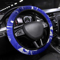 Barbados Coat of Arms Steering Wheel Cover with Yellow Blue Pelican Dolphin Graphic - Wonder Print Shop