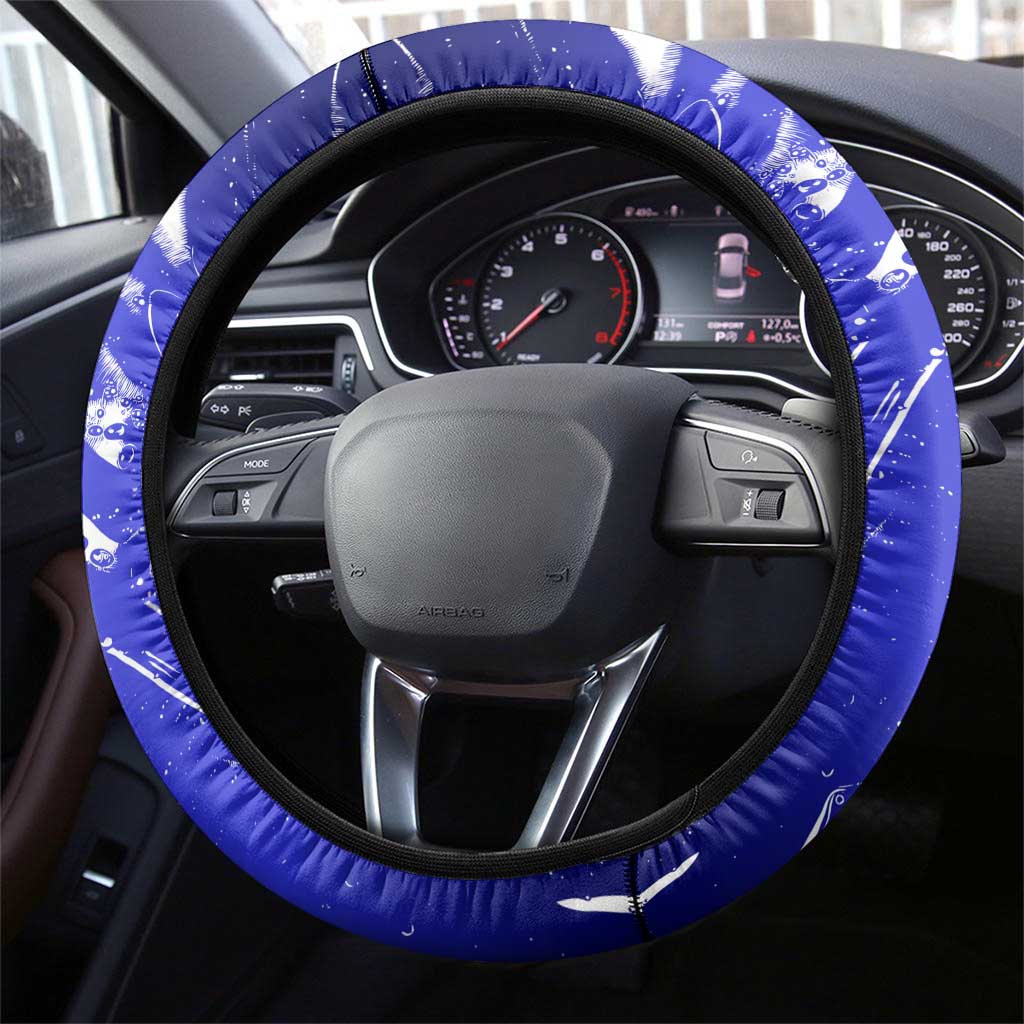 Barbados Coat of Arms Steering Wheel Cover with Yellow Blue Pelican Dolphin Graphic - Wonder Print Shop