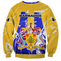 Barbados Coat of Arms Sweatshirt with Yellow Blue Pelican Dolphin Graphic - Wonder Print Shop