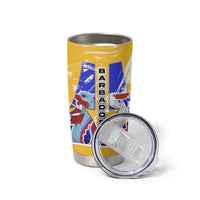 Barbados Coat of Arms Tumbler Cup with Yellow Blue Pelican Dolphin Graphic - Wonder Print Shop