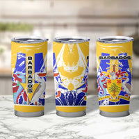 Barbados Coat of Arms Tumbler Cup with Yellow Blue Pelican Dolphin Graphic - Wonder Print Shop