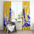Barbados Coat of Arms Window Curtain with Yellow Blue Pelican Dolphin Graphic - Wonder Print Shop