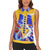 Barbados Coat of Arms Women Sleeveless Polo Shirt with Yellow Blue Pelican Dolphin Graphic - Wonder Print Shop