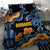 Barbados Floral Wave Bedding Set with Tropical Hibiscus Print Black and Gold - Wonder Print Shop