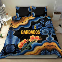Barbados Floral Wave Bedding Set with Tropical Hibiscus Print Black and Gold - Wonder Print Shop