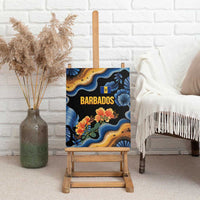 Barbados Floral Wave Canvas Wall Art with Tropical Hibiscus Print Black and Gold - Wonder Print Shop