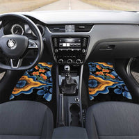 Barbados Floral Wave Car Mats with Tropical Hibiscus Print Black and Gold - Wonder Print Shop