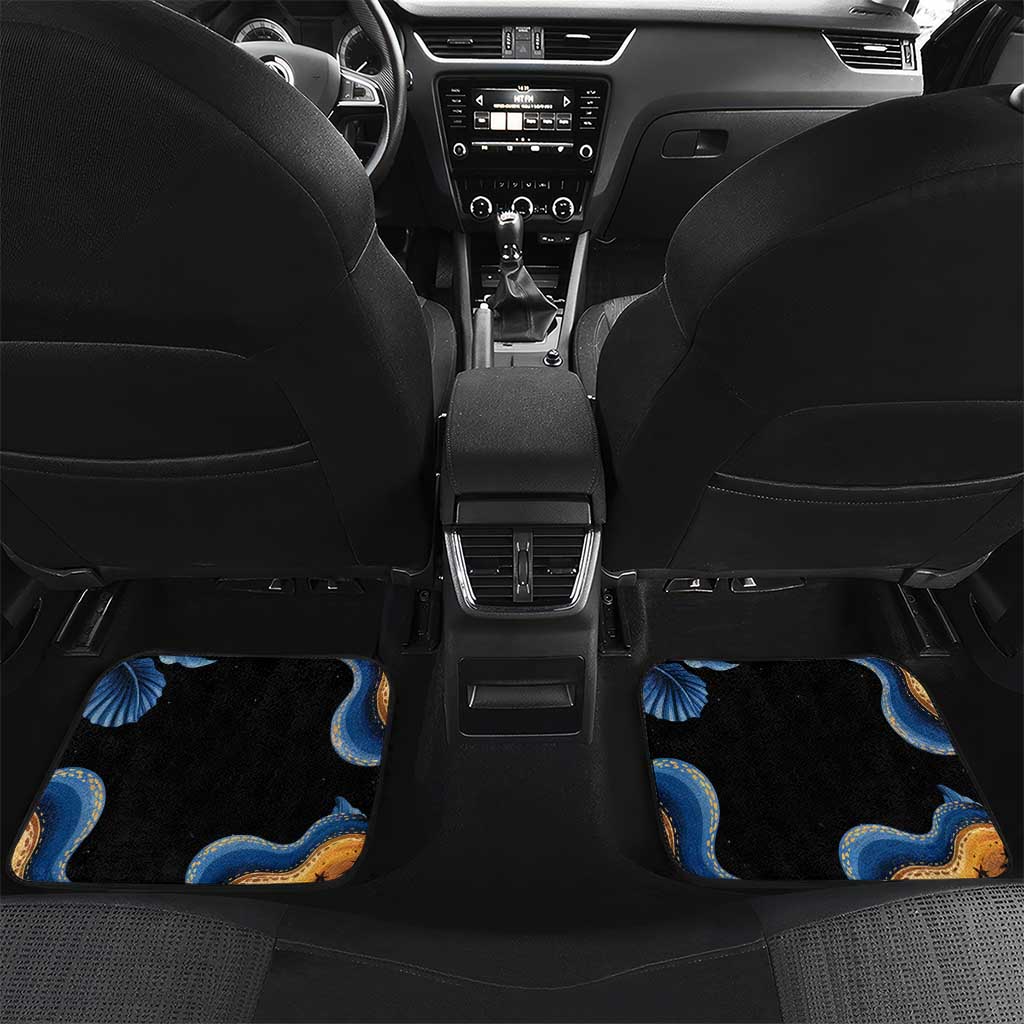 Barbados Floral Wave Car Mats with Tropical Hibiscus Print Black and Gold - Wonder Print Shop