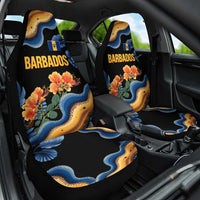 Barbados Floral Wave Car Seat Cover with Tropical Hibiscus Print Black and Gold - Wonder Print Shop
