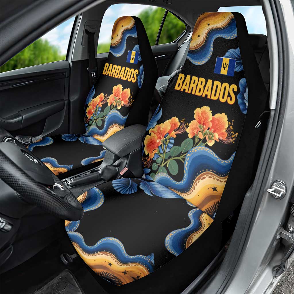 Barbados Floral Wave Car Seat Cover with Tropical Hibiscus Print Black and Gold - Wonder Print Shop