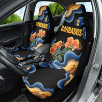 Barbados Floral Wave Car Seat Cover with Tropical Hibiscus Print Black and Gold - Wonder Print Shop