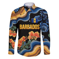 Barbados Floral Wave Family Matching Mermaid Dress and Hawaiian Shirt with Tropical Hibiscus Print Black and Gold - Wonder Print Shop