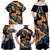 Barbados Floral Wave Family Matching Off Shoulder Maxi Dress and Hawaiian Shirt with Tropical Hibiscus Print Black and Gold - Wonder Print Shop