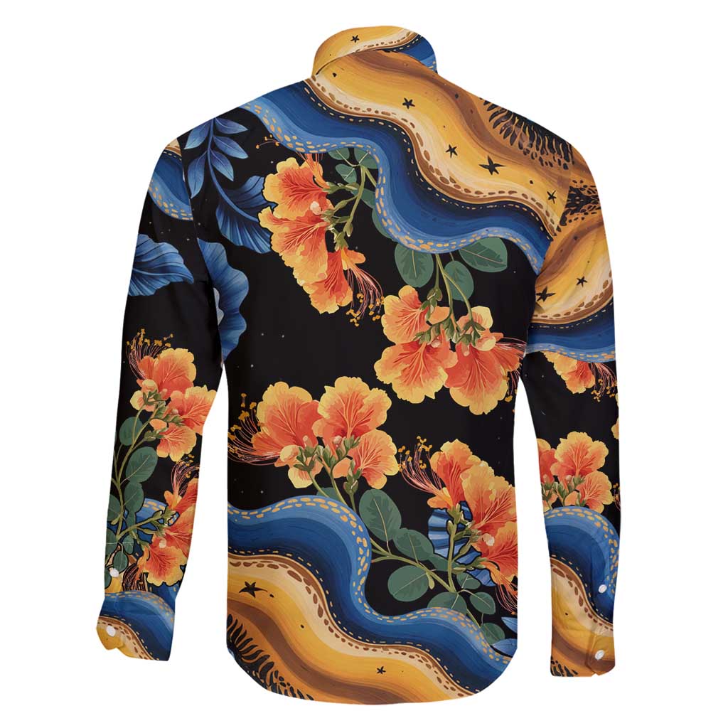 Barbados Floral Wave Family Matching Tank Maxi Dress and Hawaiian Shirt with Tropical Hibiscus Print Black and Gold - Wonder Print Shop