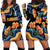 Barbados Floral Wave Hoodie Dress with Tropical Hibiscus Print Black and Gold - Wonder Print Shop
