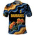 Barbados Floral Wave Polo Shirt with Tropical Hibiscus Print Black and Gold - Wonder Print Shop