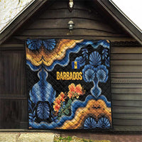 Barbados Floral Wave Quilt with Tropical Hibiscus Print Black and Gold - Wonder Print Shop
