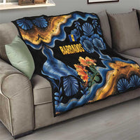 Barbados Floral Wave Quilt with Tropical Hibiscus Print Black and Gold - Wonder Print Shop