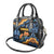 Barbados Floral Wave Shoulder Handbag with Tropical Hibiscus Print Black and Gold - Wonder Print Shop