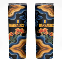 Barbados Floral Wave Skinny Tumbler with Tropical Hibiscus Print Black and Gold - Wonder Print Shop