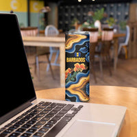 Barbados Floral Wave Skinny Tumbler with Tropical Hibiscus Print Black and Gold - Wonder Print Shop