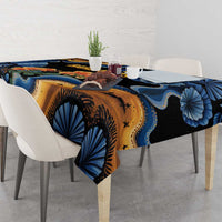 Barbados Floral Wave Tablecloth with Tropical Hibiscus Print Black and Gold - Wonder Print Shop
