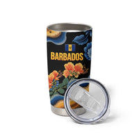 Barbados Floral Wave Tumbler Cup with Tropical Hibiscus Print Black and Gold - Wonder Print Shop