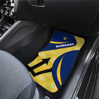 Barbados Flag Car Mats Blue and Yellow with Trident and Tropical Leaf Pattern - Wonder Print Shop