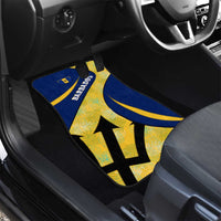 Barbados Flag Car Mats Blue and Yellow with Trident and Tropical Leaf Pattern - Wonder Print Shop