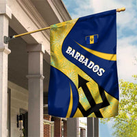 Barbados Flag Garden Flag Blue and Yellow with Trident and Tropical Leaf Pattern - Wonder Print Shop