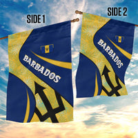 Barbados Flag Garden Flag Blue and Yellow with Trident and Tropical Leaf Pattern - Wonder Print Shop