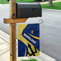 Barbados Flag Garden Flag Blue and Yellow with Trident and Tropical Leaf Pattern - Wonder Print Shop