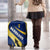 Barbados Flag Luggage Cover Blue and Yellow with Trident and Tropical Leaf Pattern - Wonder Print Shop