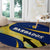 Barbados Flag Round Carpet Blue and Yellow with Trident and Tropical Leaf Pattern - Wonder Print Shop