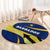 Barbados Flag Round Carpet Blue and Yellow with Trident and Tropical Leaf Pattern - Wonder Print Shop