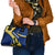 Barbados Flag Shoulder Handbag Blue and Yellow with Trident and Tropical Leaf Pattern - Wonder Print Shop