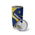 Barbados Flag Tumbler Cup Blue and Yellow with Trident and Tropical Leaf Pattern - Wonder Print Shop