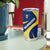 Barbados Flag Tumbler Cup Blue and Yellow with Trident and Tropical Leaf Pattern - Wonder Print Shop