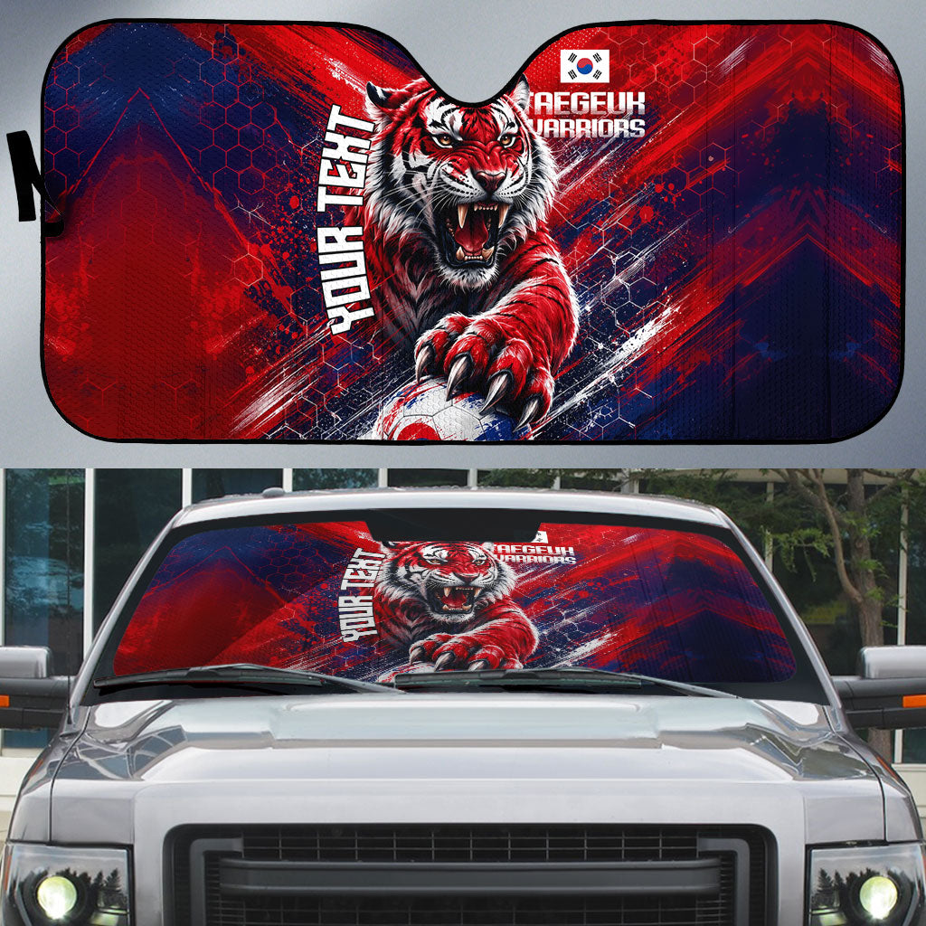 Personalized Taegeuk Warriors Korean Tiger Football Auto Sun Shade South Korean Tiger Soccer Ball Flag